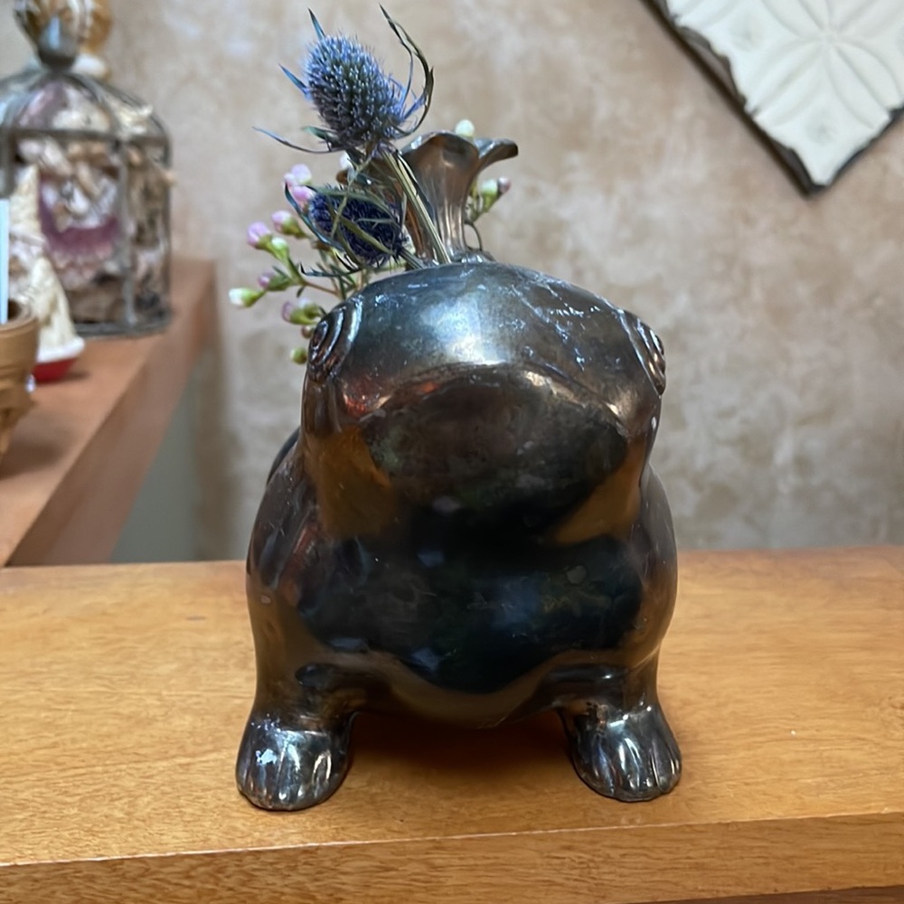 Vintage Silver Tone Frog Floral Frog - Picture 3 of 12